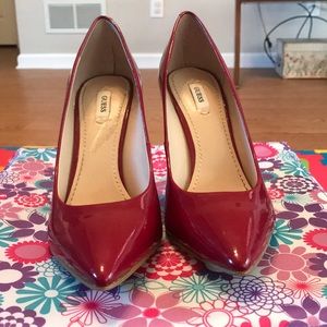Red, paten leather Guess shoes